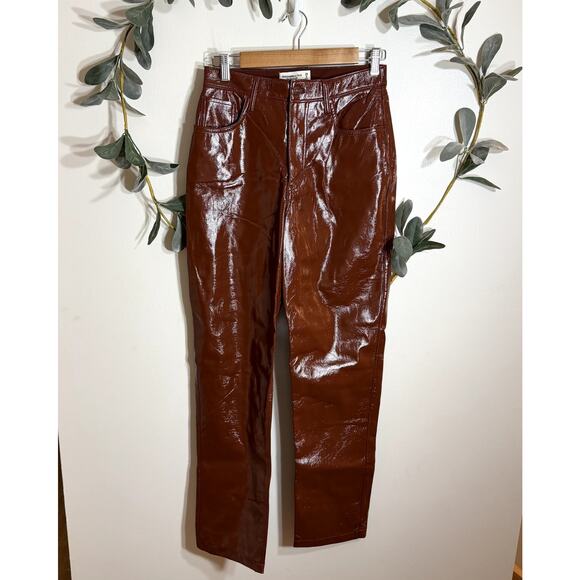 Abercrombie & Fitch Pants - Abercrombie Faux Leather 90s Straight Ultra High Rise Pants